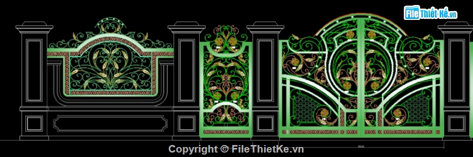 autocad cổng sắt mỹ thuật,mẫu cổng sắt,cổng sắt mỹ thuật
